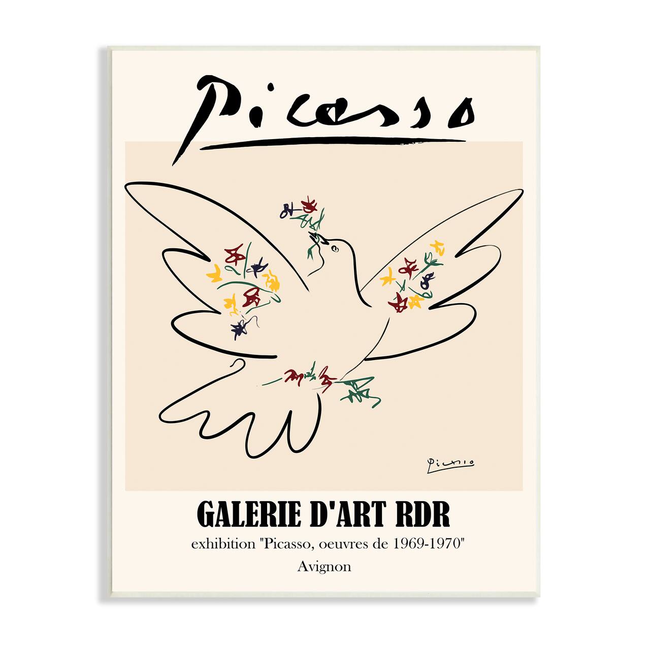 Stupell Industries Classical Abstract Picasso Peace Dove Bird Linework Wall Plaque